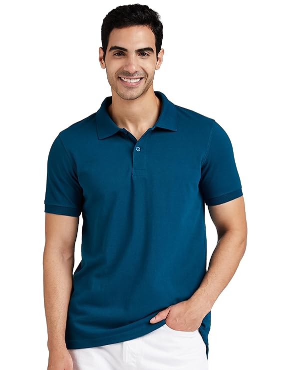 Amazon Brand - Symbol Men's Cotton Rich Solid Polo Tshirt | Collar Tshirts | Half Sleeves | Plain-Regular Fit (Available in Plus Sizes)