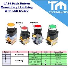 LA38-11D 22mm momentary flat push button led switch 220v