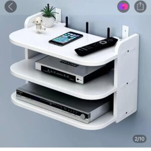 Wifi Hanging Shelf Router Power Strip Multi Outlet TV Set Top Box Cable Hidden Floating Rack Wall Mount Holder Storage Organizer