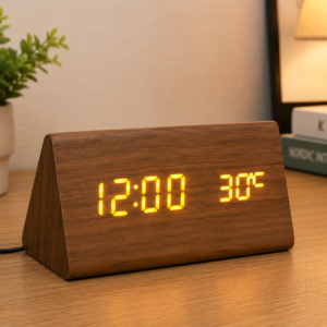 Wooden LED Digital Clock – Elegant & Modern Design